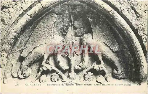 Ansichtskarte AK Chartres Decoration du Tympan d'une fenetre d'une Maison du XIIIme Siecle