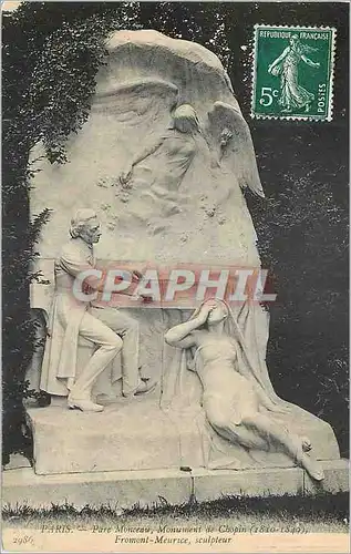 Cartes postales Paris Parc Monceau Monument de chopin (1810 1849) Fromont Maurice Sculpteur Frederic Chopin Musi