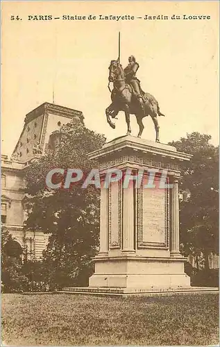 Cartes postales Paris Statue de Lafayette Jardin du Louvre