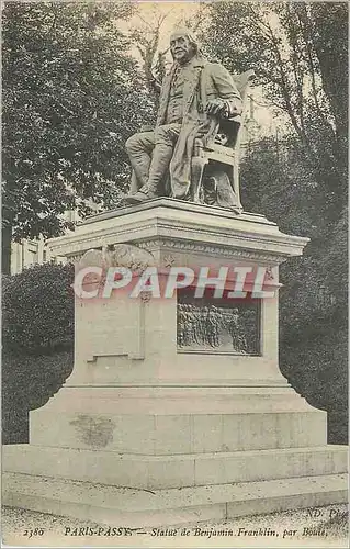 Cartes postales Paris Passy Statue de Benjamin Franklin par Boule