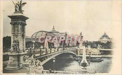 Ansichtskarte AK Paris Le Pont Alexandre et le Grand Palais Bateau Peniche