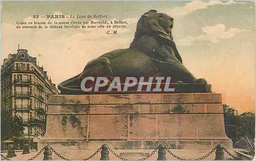 Cartes postales Paris Le Lion de Belfort Copie en Bronze de la Statue Elevee par Bartoldi a Belfort en Souvenir