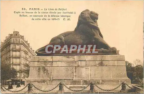 Cartes postales Paris Le Lion de Belfort Copie en Bronze de la Statue Elevee par Bartoldi a Belfort en Souvenir