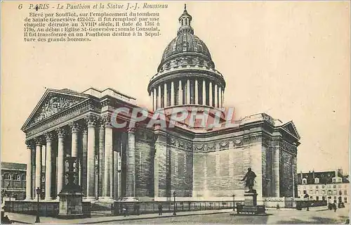 Ansichtskarte AK Paris Le Pantheon et la statue J J Rousseau