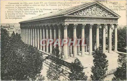 Cartes postales Paris La Madeleine Commencee en 1764 sous Louis XV par Constant d'Ivry