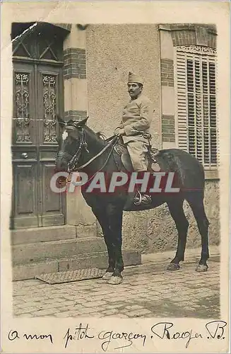 CARTE PHOTO Soldat Cavalier Cheval