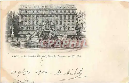 Ansichtskarte AK Lyon La Fontaine Bartoldi Place des Terreaux (carte 1900)