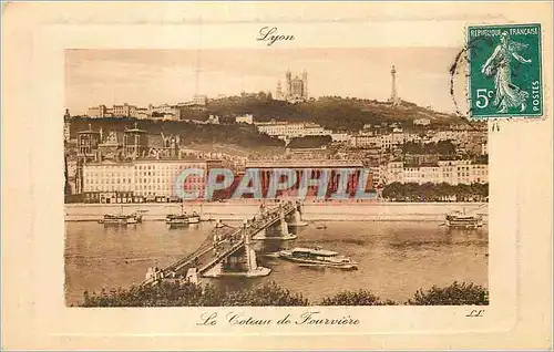 Cartes postales Lyon Le Coteau de Fourviere Bateau Peniche