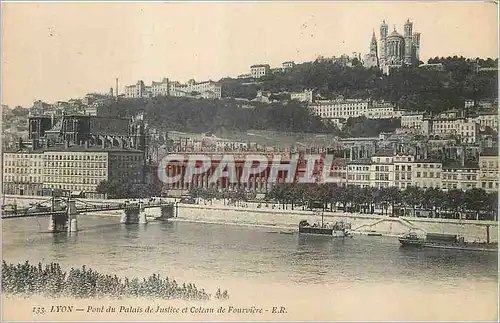 Cartes postales Lyon Pont du Palais de Justice et Coteau de Fourviere