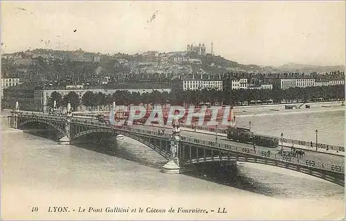 Cartes postales Lyon Le Pont Gallieni et le Coteau de Fourviere Tranway