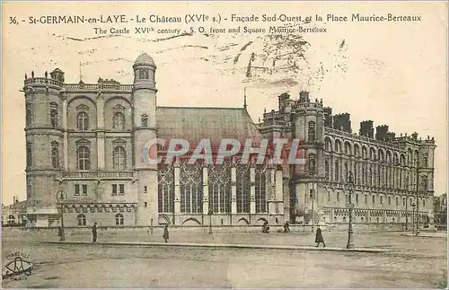 Cartes postales St Germain en Laye Le Chateau (XVIe S) Facade Sud Ouest et la Place Maurice Berteaux