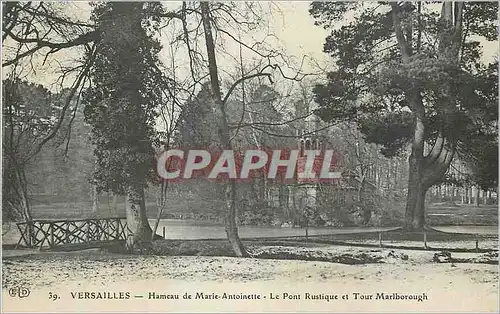 Cartes postales Versailles Hameau de Mairie Antoinette Le Pont Rustique et Tour Marlborough