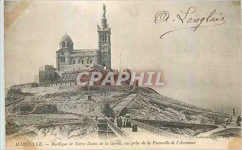 Cartes postales Marseille Basilique de Notre Dame de la Garde vue prise de la Passerelle de l'eAscenseur