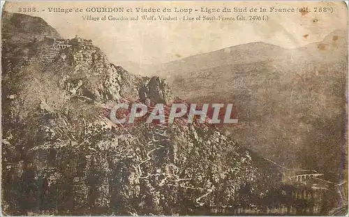 Cartes postales Village de Gourdon et Viaduc du Loup Ligne du Sud de la France (alt 758 m)