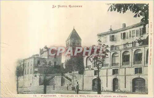 Cartes postales St Gaudens Boulevard du Midi Escalier et Clocher de l'Eglise