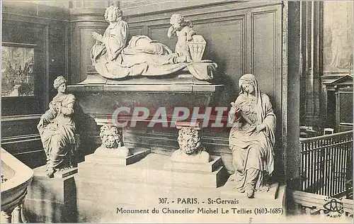 Cartes postales Paris St Gervais Monument du Chancelier Michel le Tellies (1603 1685)