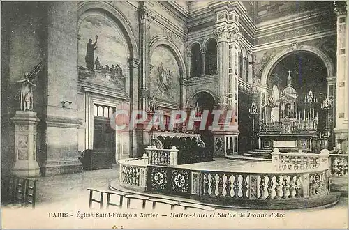 Cartes postales Paris Eglise Saint Francois Maitre Autel et Statue de Jeanne d'Arc