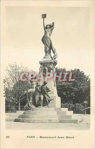 Cartes postales Paris Monument Jean Mace