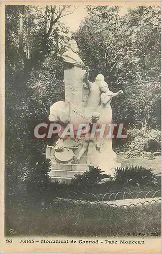 Cartes postales Paris le Monument de Gounod Parc Monceau