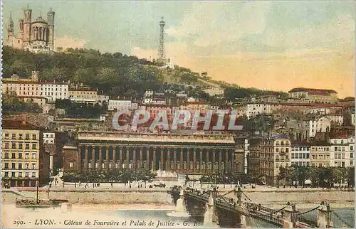 Cartes postales Lyon Coteau de Fourviere et Palais de Justice