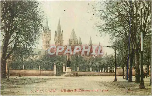 Cartes postales Caen l'Eglise St Etienne et le Lycee