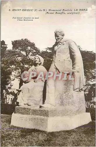 Cartes postales Saint Brieuc (C du N) Monument Anatole le Braz (Armel Beaufils Sculpteur)