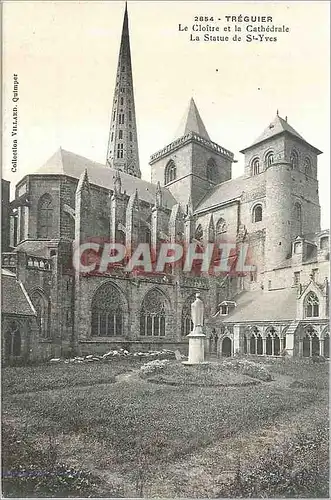 Ansichtskarte AK Treguier le Cloitre et la Cathedrale la Statue de St Yves