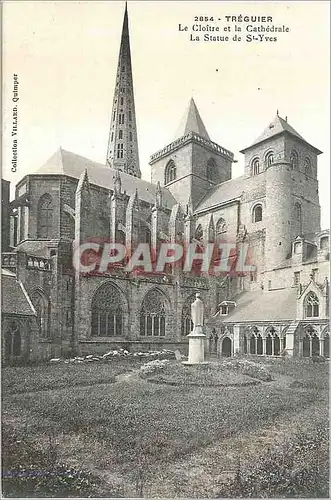 Cartes postales Treguier le Cloitre et la Cathedrale la Statue de St Yves