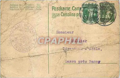 Entier Postal Suisse 1914 pour Laxou pres Nancy Bullier