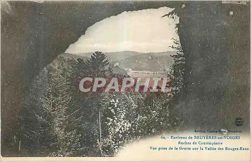 Cartes postales Evirons de Bruyeres en Vosges Roches de Contimpierre vue Prise de la Grotte sur la Vallee des Ro