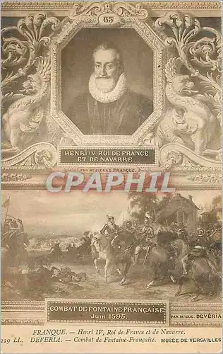 Cartes postales Musee de Versailles Franque Henri IV Roi de France et de Navarre Deverla Combat de Fontaine Fran