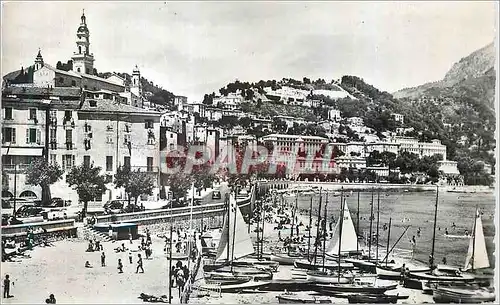 Moderne Karte Menton (A M) un Coin du Port les Plages et la Ville Bateaux