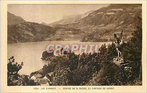 Ansichtskarte AK Lac d'Annecy Statue de St Michel et Chateau de Duingt