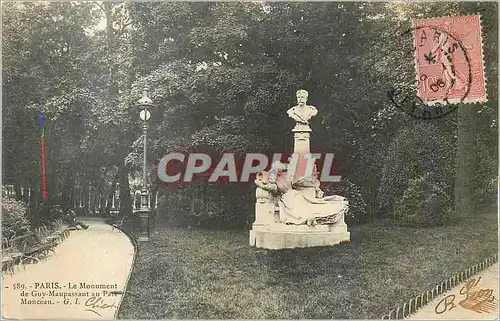 Cartes postales Paris le Monument de Guy Maupassant au Parc Monceau