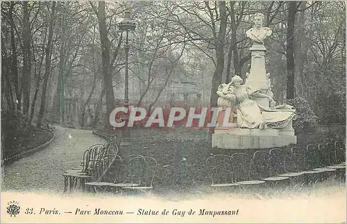 Cartes postales Paris Parc Monceau Statue de Guy de Maupassant