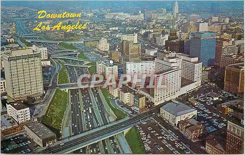 Moderne Karte Aerial view of Downtown Los Angeles and the Harbor Freeway