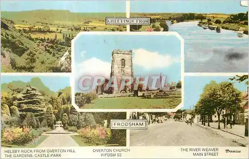 Moderne Karte Greetings from Frodsham Overton Church the River Weaver Main Street