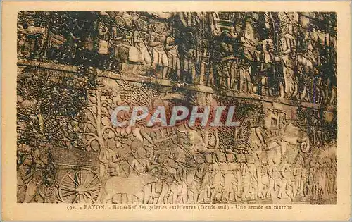 Cartes postales Bayon Bas Relief des Galeries Exterieures (Facade Sud) une Armee en Marche