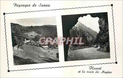 Moderne Karte Flumet (Savoie) alt 917 m Vue Generale et la Route de Megeve Paysages de Savoie