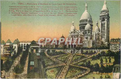 Cartes postales Paris Funiculaire et Basilique du sacre Coeur de Montmartre