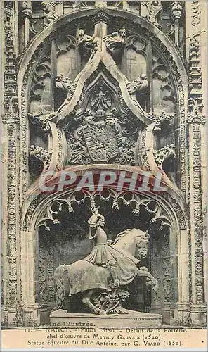Cartes postales Nancy Palais Ducal Details de la Portiere Chef d'oeuvre de Mansury Gauvain (1520) Statue equestr