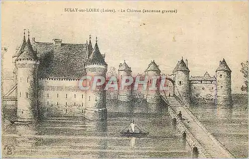 Cartes postales Sully sur Loire (Loiret) Le Chateau (ancienne gravure)