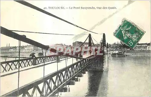 Cartes postales Toulouse Le Pont Suspendu vue des Quais