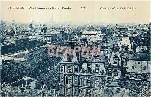 Cartes postales Paris Panorama des Huit Ponts Tour Eiffel