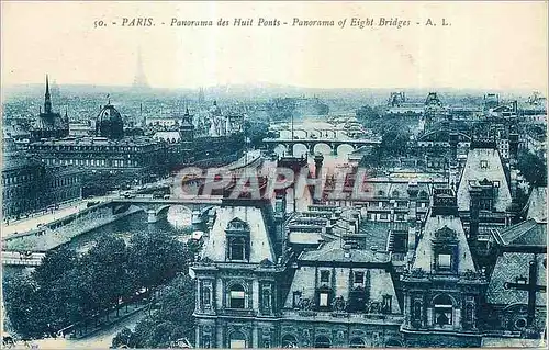 Cartes postales Paris Panorama des Huit Ponts Tour Eiffel