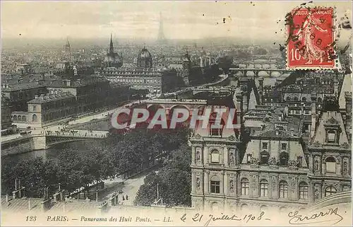 Cartes postales Paris Panorama des Huit Ponts Tour Eiffel