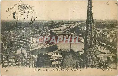 Cartes postales Paris Vue prise de Tours de Notre Dame