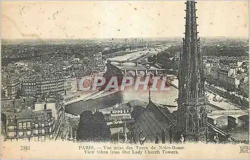 Cartes postales Paris Vue prise des Tours de Notre Dame