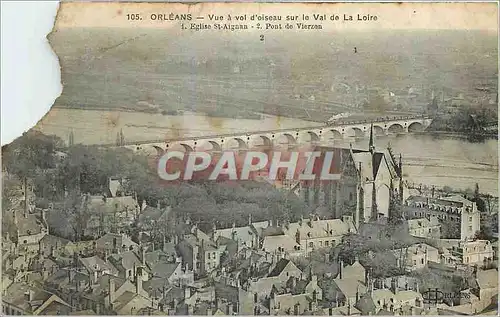 Cartes postales Orleans Vue a vol d'oiseau sur le Val de La Loire Eglise St Aignan pont de Vierzon