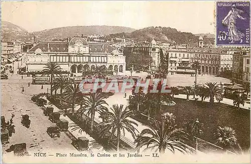 Cartes postales Nice Place Massena le Casino et les Jardins